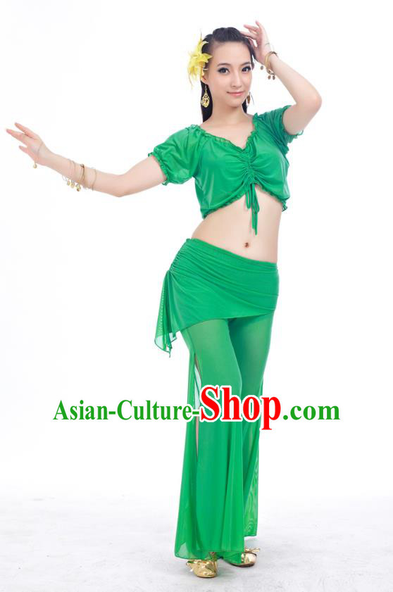 Indian Traditional Belly Dance Deep Green Costume India Oriental Dance Clothing for Women