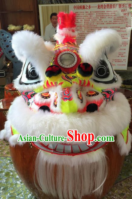 Chinese Traditional Parade Lion Head Professional White Wool Lion Dance Costumes Complete Set