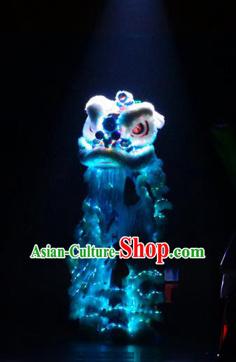 Top Grade Chinese Traditional LED Light Blue Lion Head Professional Lion Dance Costumes Complete Set