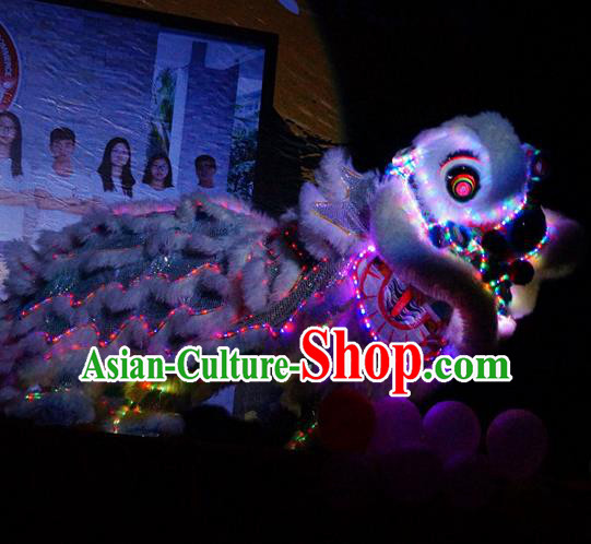 Top Grade Chinese Traditional LED Light White Lion Head Professional Lion Dance Costumes Complete Set