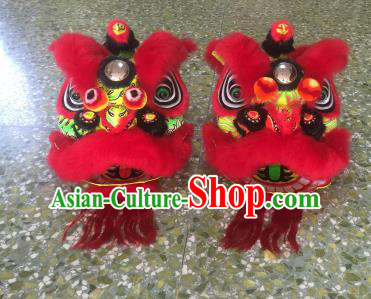 Top Grade Chinese Traditional Children Red Lion Head Professional Lion Dance Costumes Complete Set