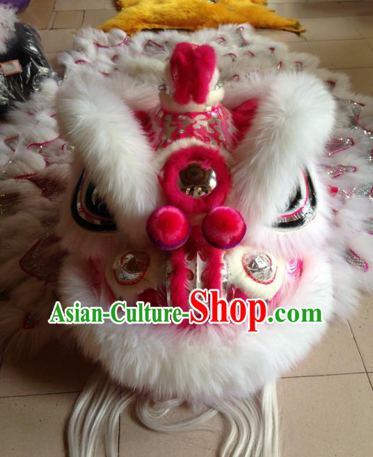 Chinese Professional Lion Dance Costumes Celebration and Parade Wool Pink Lion Head Complete Set