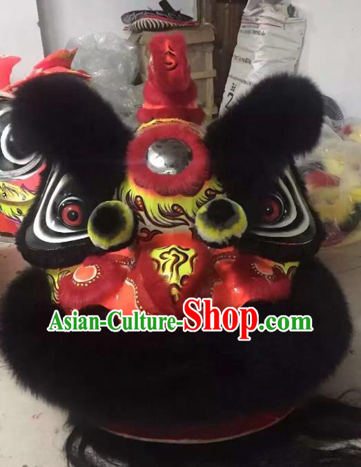 Chinese Traditional Professional Wool Red Lion Dance Costumes Celebration and Parade Lion Head Complete Set