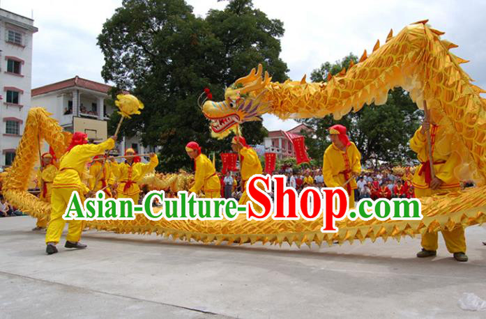 Chinese Traditional Golden Dragon Dance Costumes Professional Lantern Festival Celebration Dragon Parade Complete Set