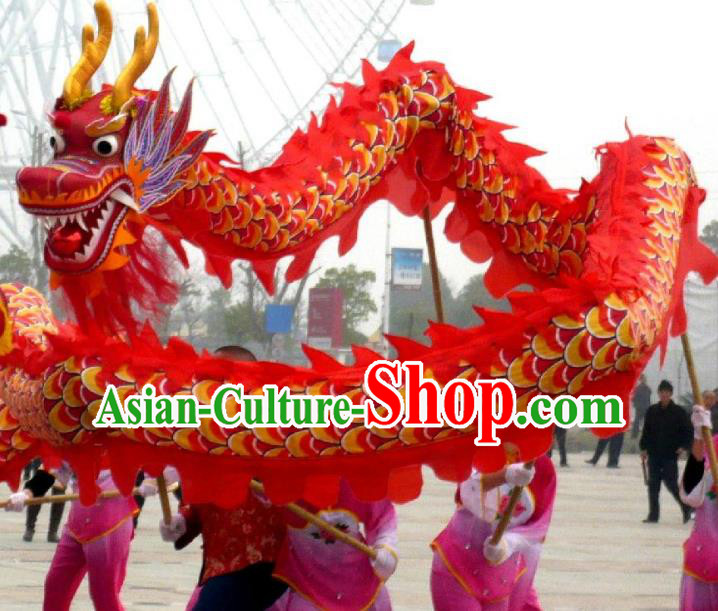 Chinese Traditional Red Dragon Dance Costumes Professional Lantern Festival Celebration Dragon Parade Complete Set