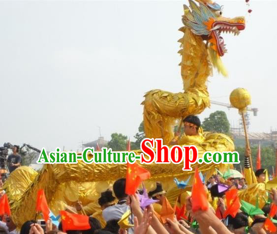 Chinese Traditional Golden Dragon Dance Costumes Professional Lantern Festival Celebration Dragon Parade Complete Set