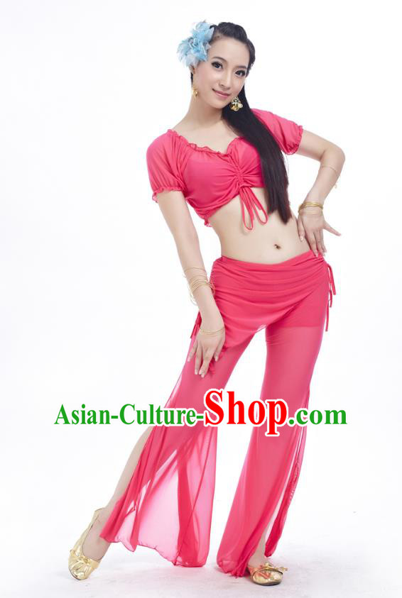 Indian Traditional Belly Dance Peach Pink Costume India Oriental Dance Clothing for Women