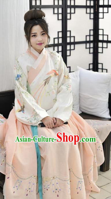 Traditional Chinese Ming Dynasty Ancient Nobility Lady Embroidered Hanfu Costume for Women