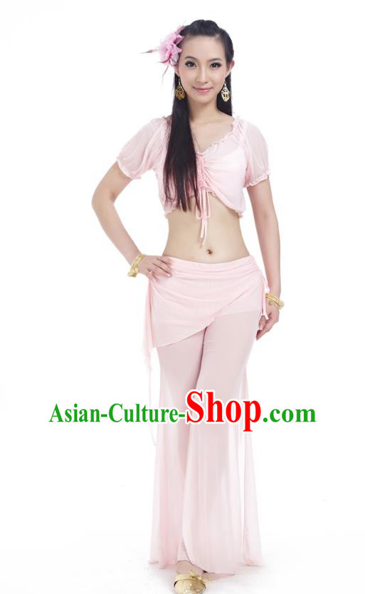 Indian Traditional Belly Dance Light Pink Costume India Oriental Dance Clothing for Women