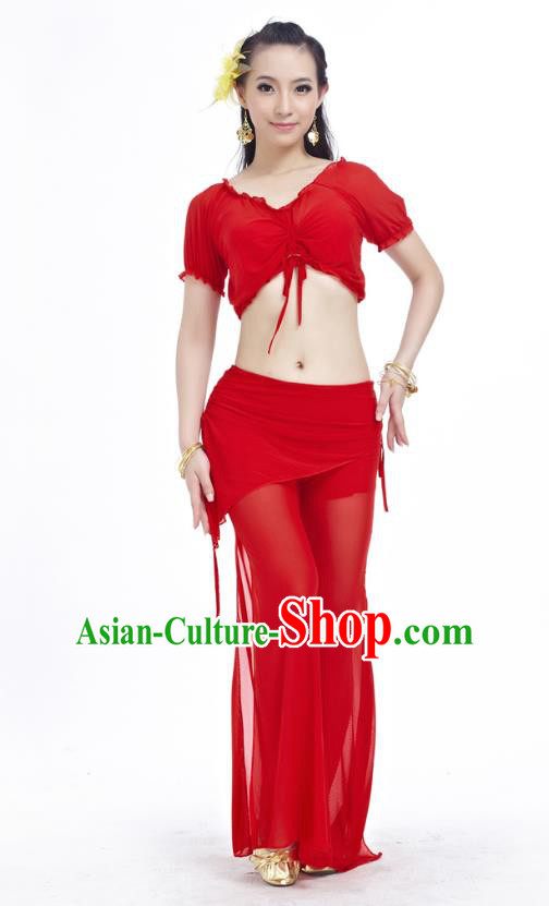 Indian Traditional Belly Dance Red Costume India Oriental Dance Clothing for Women