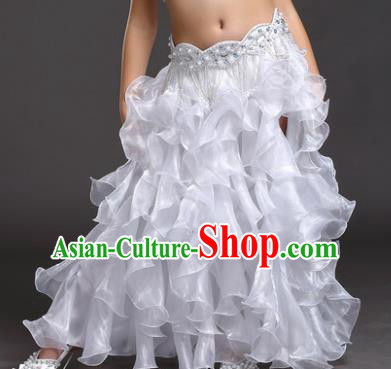 Traditional Indian Belly Dance White Skirts Asian India Oriental Dance Costume for Women