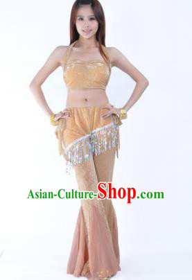 Traditional Indian Belly Dance Training Clothing India Oriental Dance Khaki Outfits for Women