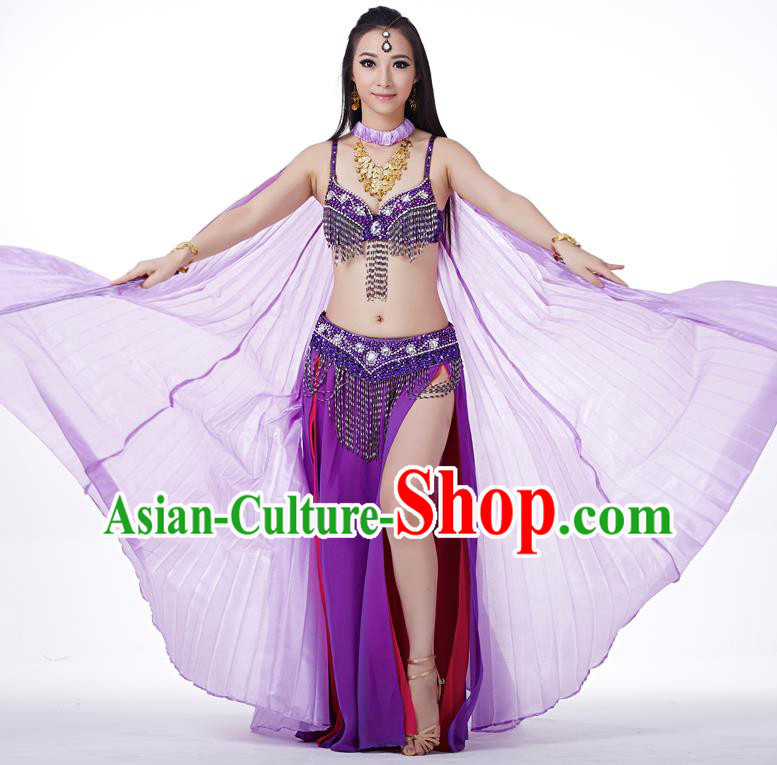 Indian Traditional Belly Dance Purple Wings India Raks Sharki Props for Women