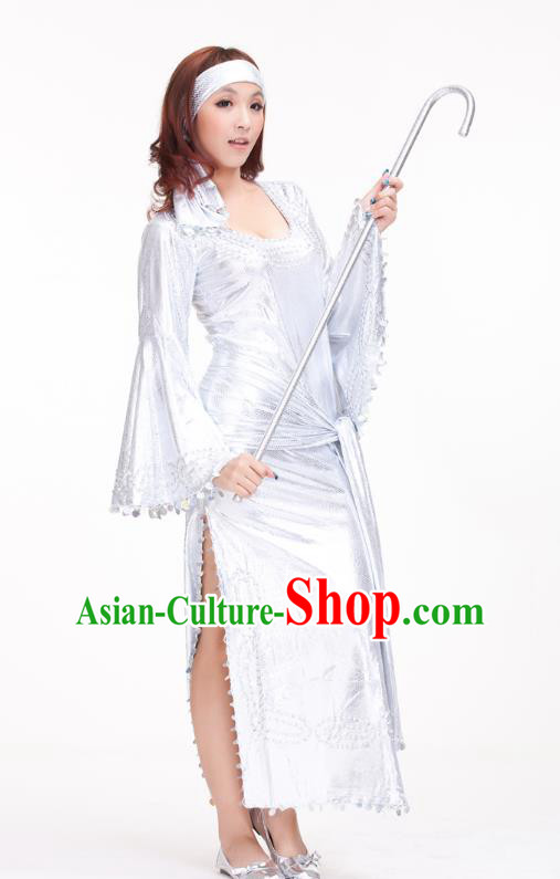 Traditional Romany Performance White Dress Oriental Dance Belly Dance Costume for Women