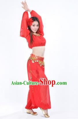 Traditional Bollywood Dance Performance Red Clothing Indian Dance Belly Dance Costume for Women