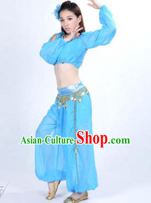 Traditional Bollywood Dance Performance Blue Clothing Indian Dance Belly Dance Costume for Women