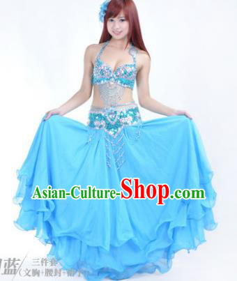 Traditional Indian Bollywood Belly Dance Blue Dress India Oriental Dance Costume for Women