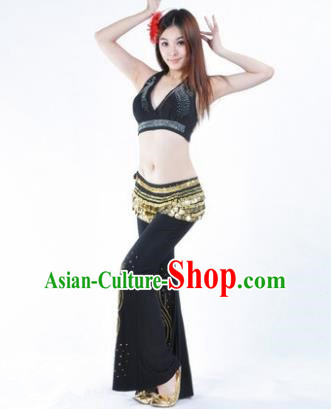 Traditional Performance Bollywood Dance Black Uniforms Indian Belly Dance Costume for Women