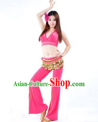 Traditional Performance Bollywood Dance Rosy Uniforms Indian Belly Dance Costume for Women