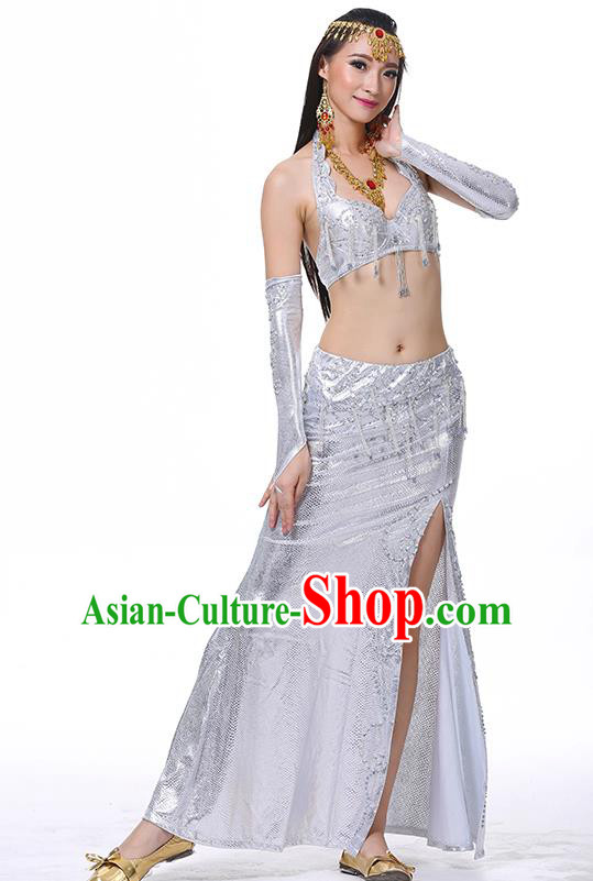 Traditional Oriental Dance Performance White Dress Indian Belly Dance Costume for Women