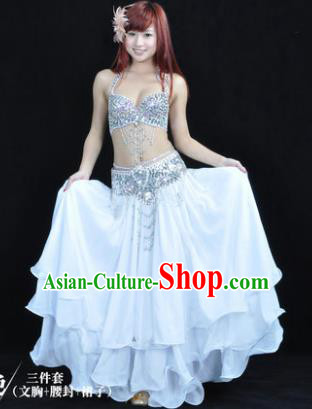 Traditional Indian Bollywood Belly Dance White Dress India Oriental Dance Costume for Women