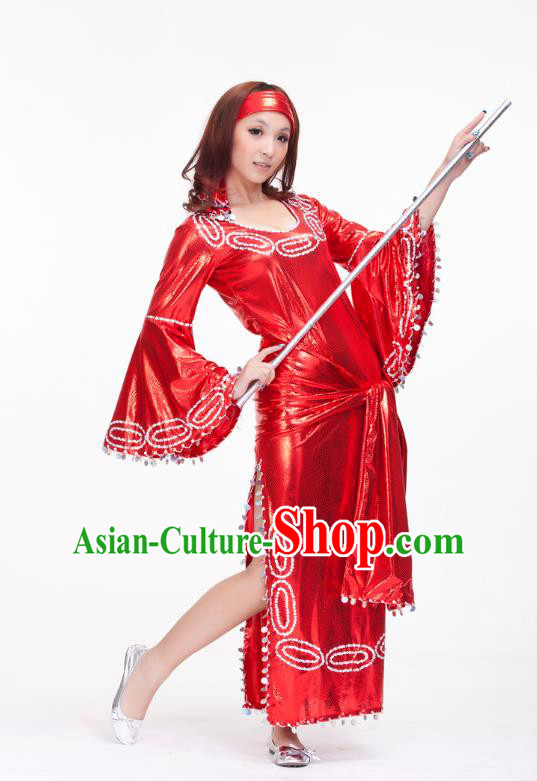 Traditional Romany Performance Red Dress Oriental Dance Belly Dance Costume for Women