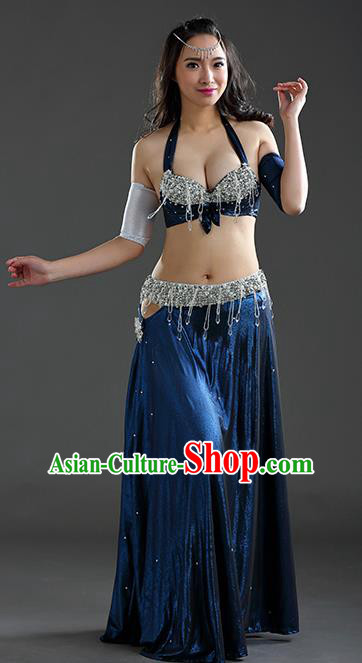 Traditional Egypt Dance Peacock Blue Dress India Oriental Belly Dance Costume for Women