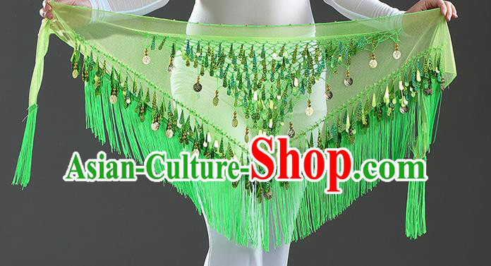 Indian Belly Dance Green Sequin Fichu Scarf Belts India Raks Sharki Waistband for Women
