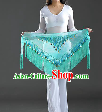 Indian Belly Dance Blue Sequin Fichu Scarf Belts India Raks Sharki Waistband for Women