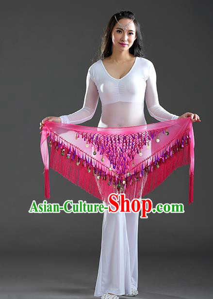 Indian Belly Dance Rosy Sequin Fichu Scarf Belts India Raks Sharki Waistband for Women