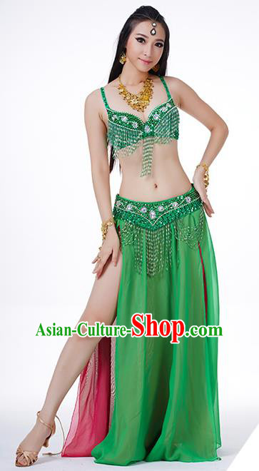 Traditional Indian Performance Rosy and Green Dress Belly Dance Costume for Women