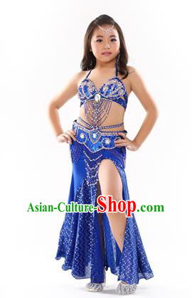 Traditional Indian Children Performance Oriental Dance Royalblue Dress Belly Dance Costume for Kids