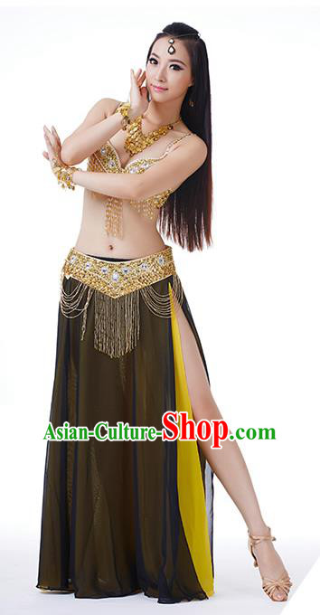 Traditional Indian Performance Yellow and Black Dress Belly Dance Costume for Women