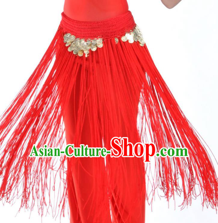 Indian Belly Dance Red Tassel Waist Chain Belts India Raks Sharki Waistband for Women