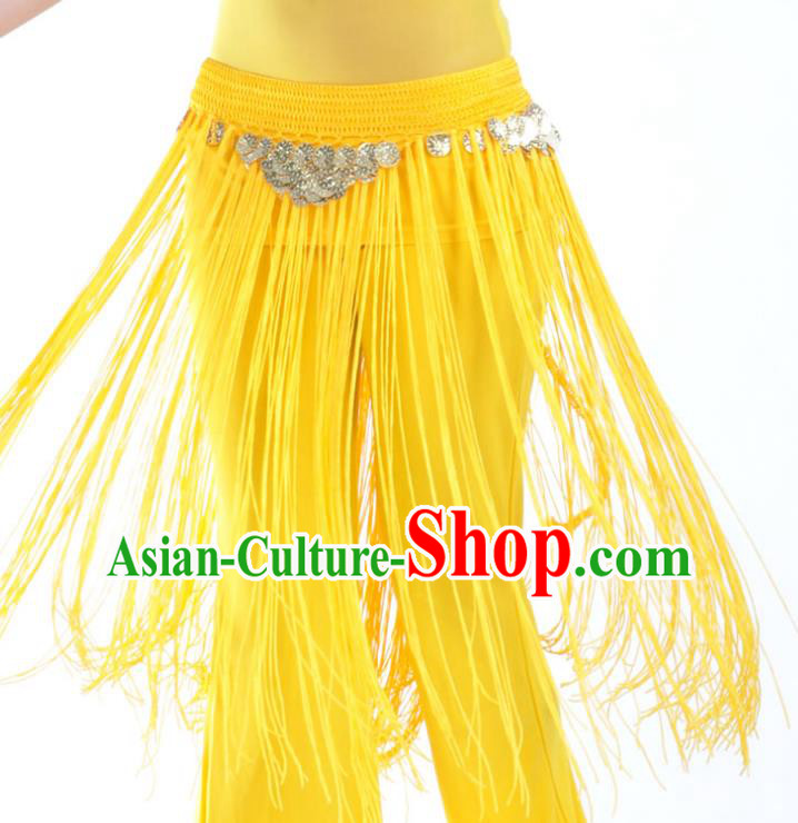 Indian Belly Dance Yellow Tassel Waist Chain Belts India Raks Sharki Waistband for Women