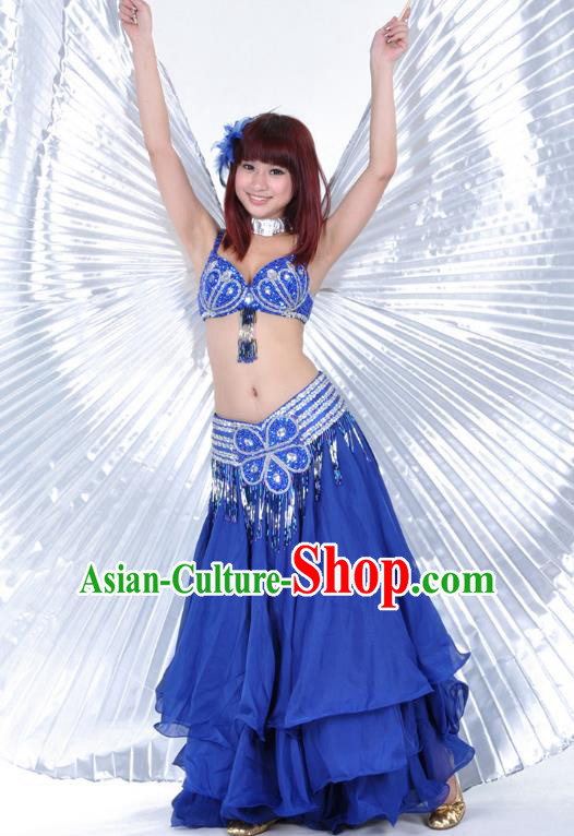 Indian Belly Dance Stage Performance Costume, India Oriental Dance Royalblue Dress for Women