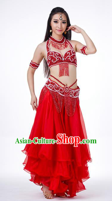 Traditional Oriental Dance Costume Indian Belly Dance Red Dress for Women