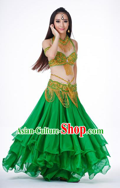 Traditional Oriental Dance Costume Indian Belly Dance Golden Tassel Dress for Women