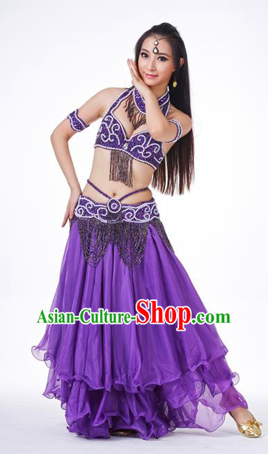 Traditional Oriental Dance Costume Indian Belly Dance Purple Dress for Women