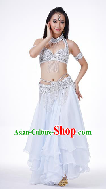 Traditional Oriental Dance Costume Indian Belly Dance Argentate Dress for Women