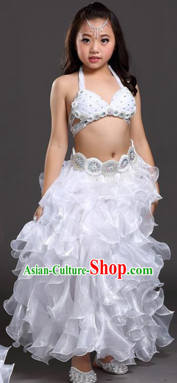 Traditional Children Oriental Dance Costume Indian Belly Dance White Dress for Kids