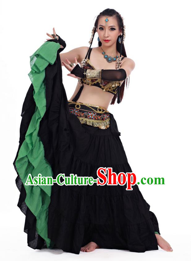 Traditional India Oriental Bollywood Dance Costume Indian Belly Dance Black Dress for Women