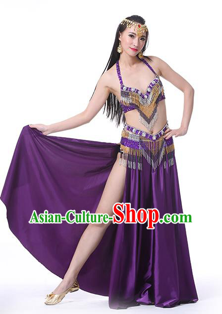 Indian Traditional Oriental Bollywood Dance Purple Dress Belly Dance Sexy Costume for Women