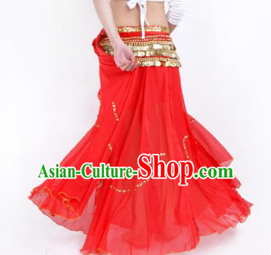 Indian Belly Dance Stage Performance Costume, India Oriental Dance Red Skirt for Women