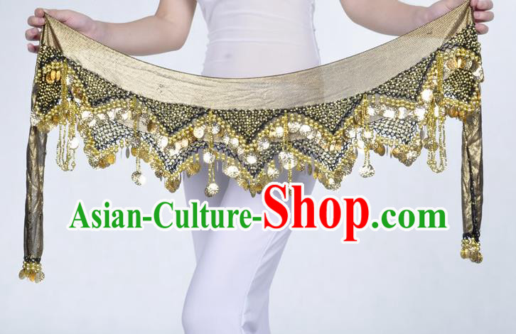 Indian Belly Dance Accessories Golden Sequin Black Waist Chain Belts India Raks Sharki Waistband for Women