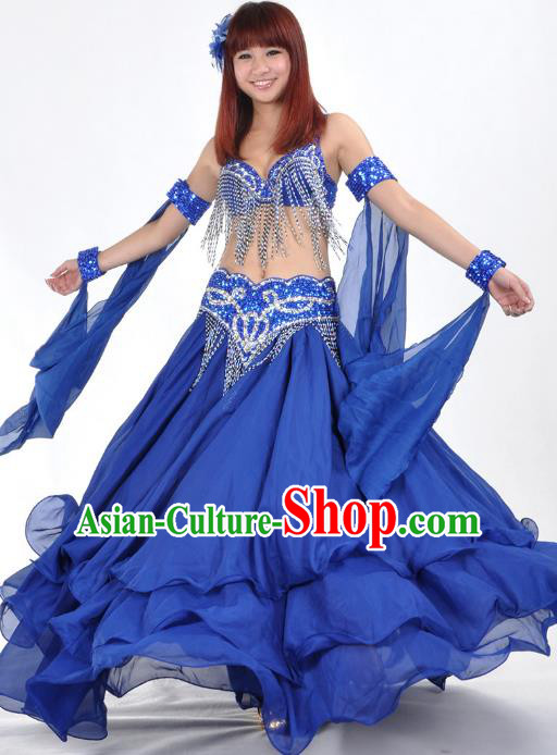 Asian Indian Traditional Oriental Dance Royalblue Dress Belly Dance Stage Performance Costume for Women