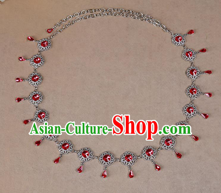 Indian Belly Dance Red Crystal Waist Accessories Stage Performance Oriental Dance Belts Waist Chain for Women