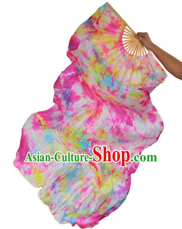 Indian Belly Dance Props Pink Silk Folding Fans Stage Performance Dance Fan for Women