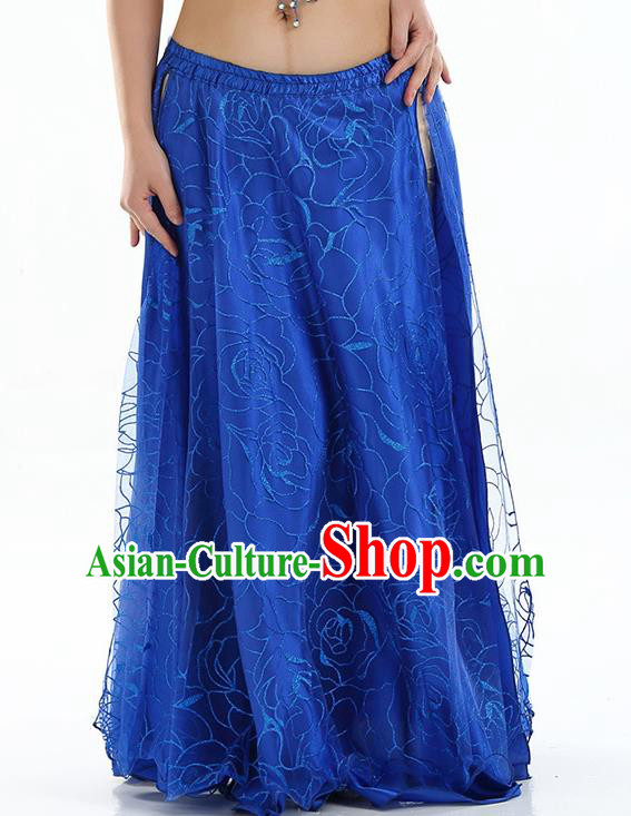 Asian Indian Belly Dance Costume Royalblue Rose Skirt Stage Performance Oriental Dance Dress for Women