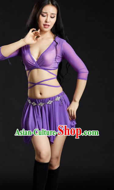 Indian Traditional Yoga Costume Purple Uniform Oriental Dance Belly Dance Stage Performance Clothing for Women